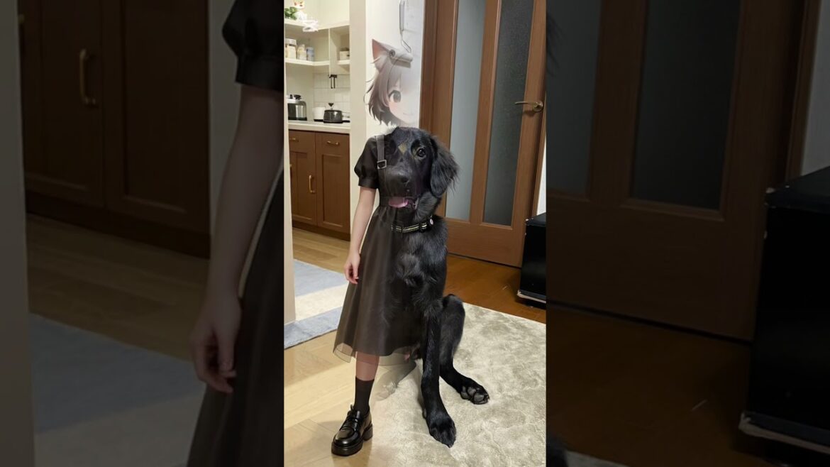 ルディ君を擬人化させてみた #フラットコーテッドレトリバー #dog #大型犬