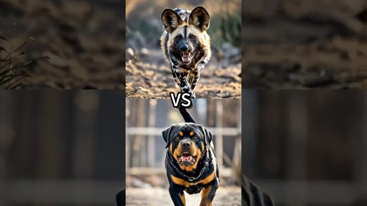 African wild dog vs labrador vs (Rottweiler, Husky, German Shepherd) Battle.
