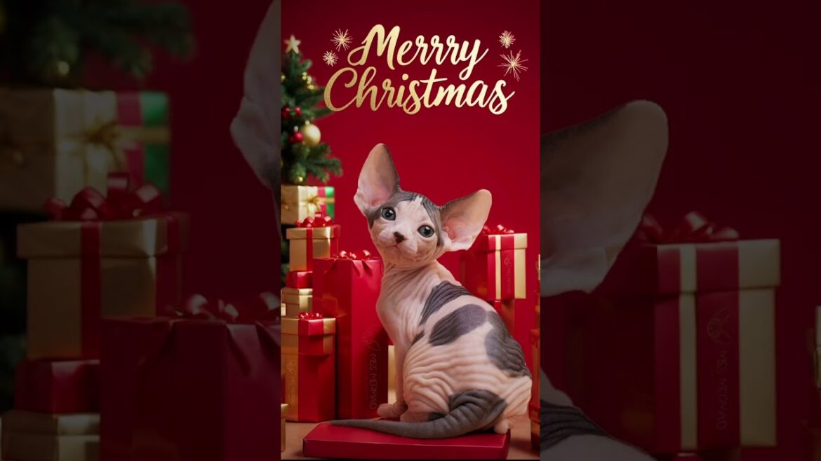 Merry Catmas 🎄and Happy holidays 🎉 from Miss Mermaid Family! ❤️#shorts #sphynx #missmermaid