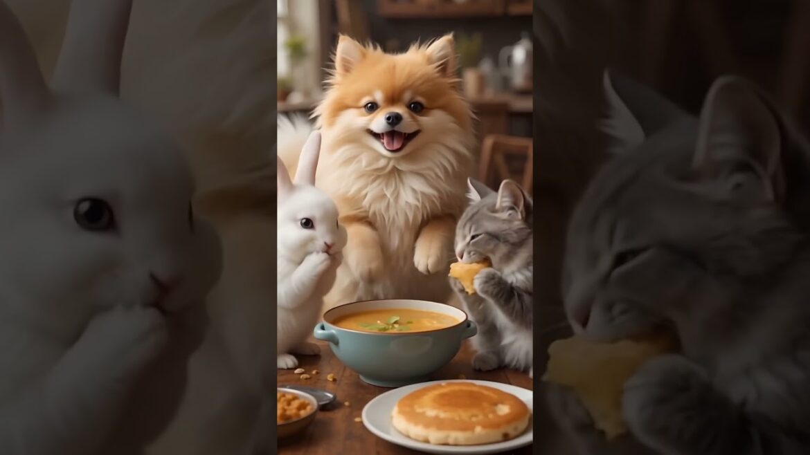 Pomeranian Puppy Cooks dinner for His Friends #shorts #ytshorts