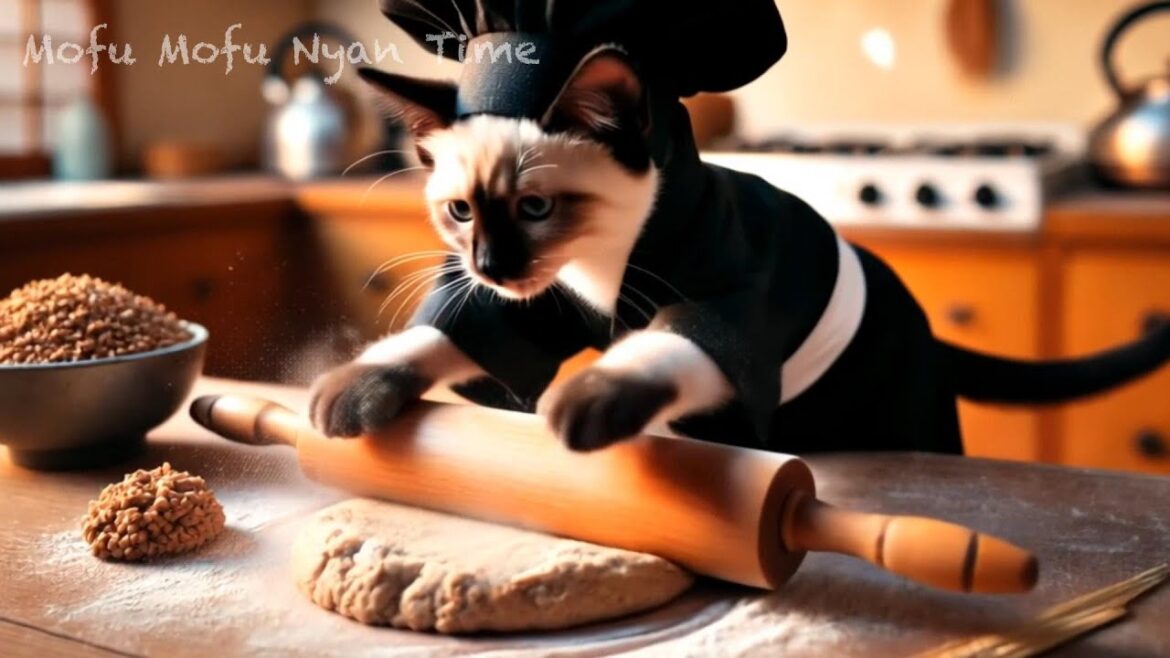 【癒し】可愛いシャム猫が手打ち蕎麦と天ぷらを作ったよ♡/A cute Siamese cat makes handmade soba noodles and tempura