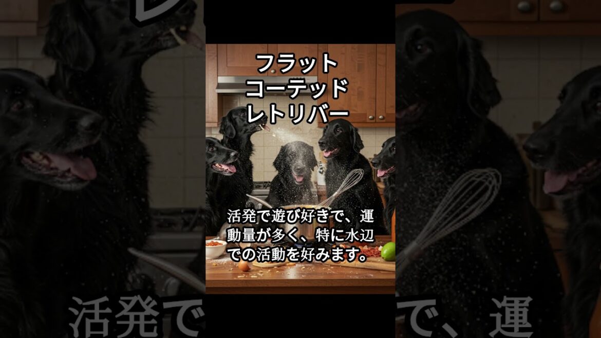 フラットコーテッドレトリバーのかわいい生態、雑学【犬】#dog #dogshortsvideo #いぬ #イヌ #犬 #子犬  #かわいい #雑学 #豆知識 #解説