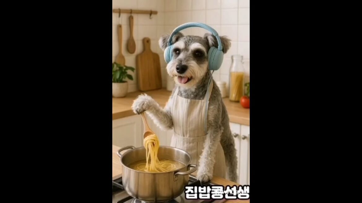 "집밥 콩선생"파스타 먹고갈래?#강아지#미니어처슈나우저#강아지요리사#집밥콩선생#AI동영상