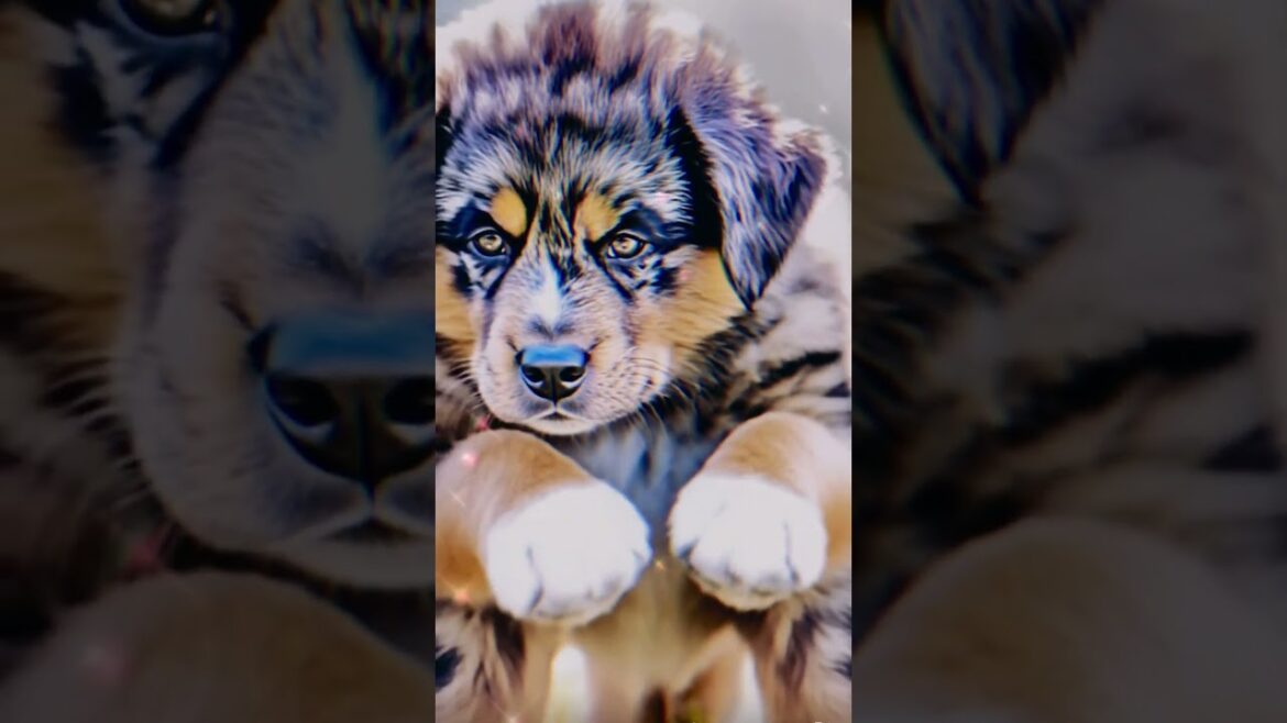 An Australian Shepherd Puppy’s getting upset. Puppy’s Innocent Gaze & behaviour