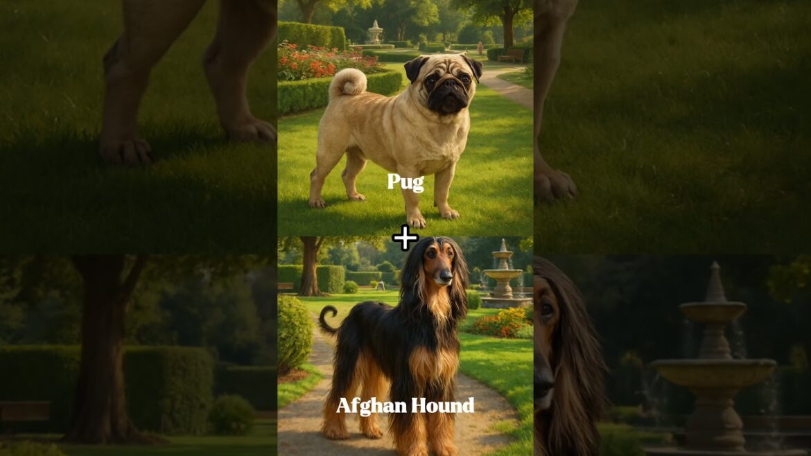 Pughound – Quirky Pug x Elegant Afghan Hound Mix! 🐾✨