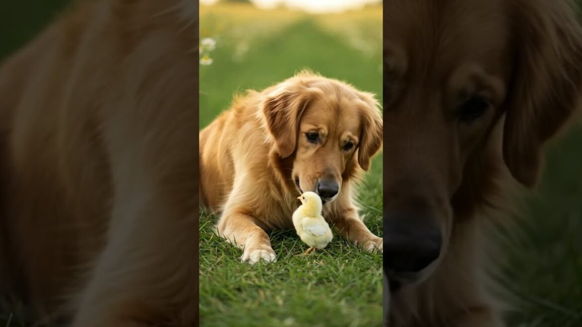 【癒し】優しいゴールデンレトリバーと小さなヒヨコのふれあい #aianimals #cute #癒し #Dog #Puppy #Chick #Bird #Animals #Healing