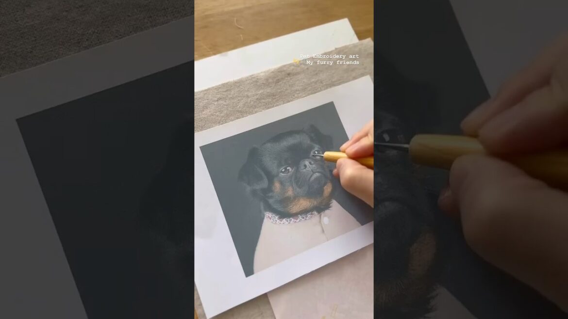 “✨ 실로 만드는 강아지 초상화 | Brussels Griffon Embroidery | 3D Dog Portrait🧵”✨  #dogembroidery #펫자수 #刺繍
