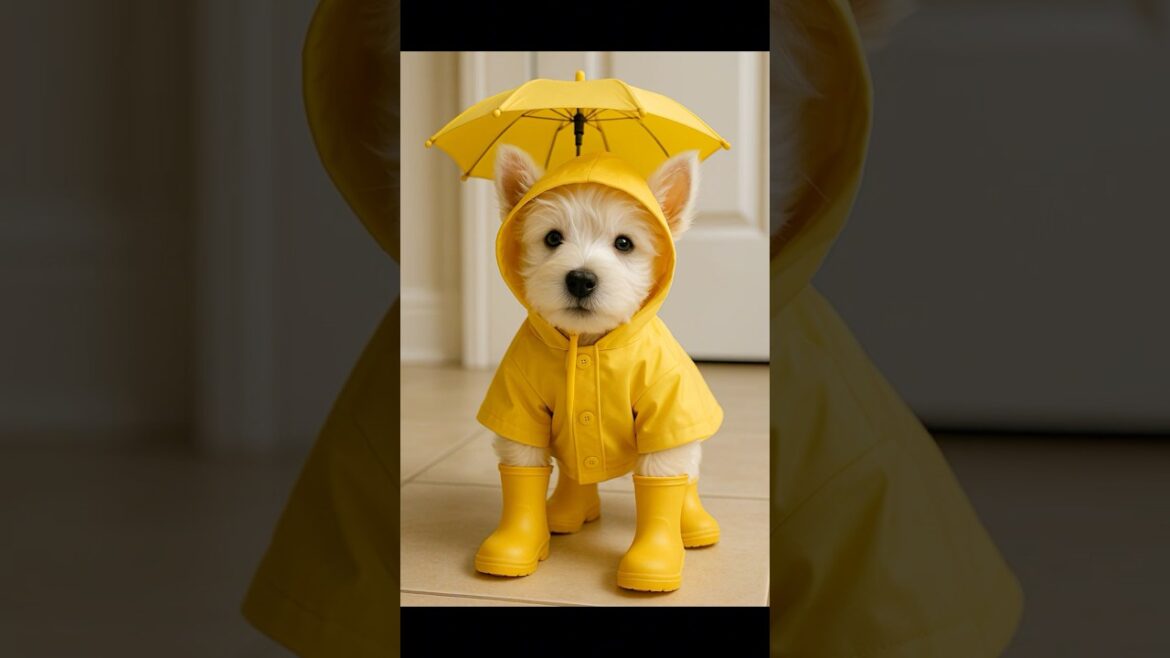 비 오는 날… 노란 우비 입은 강아지의 작은 모험🐾 | Rainy Day Adventure of a Puppy🌧️ | 雨の日の子犬の小さな冒険☔️