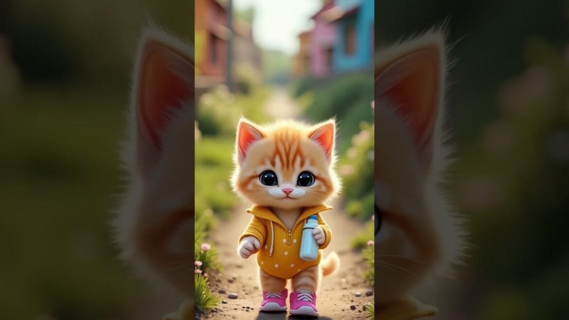 🥰 Beautiful cute little cat running 🍼 Dudi dudi dum dum song #dudidudidam #cat #cutecat