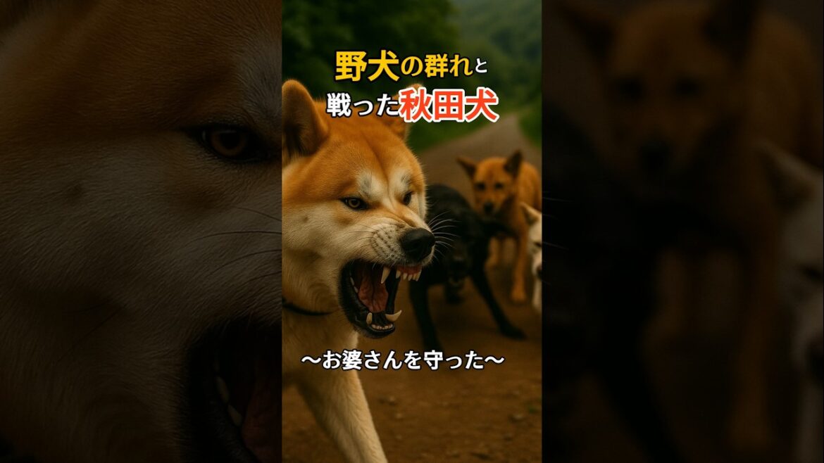 襲いかかる野犬…おばあさんの前に立った秋田犬