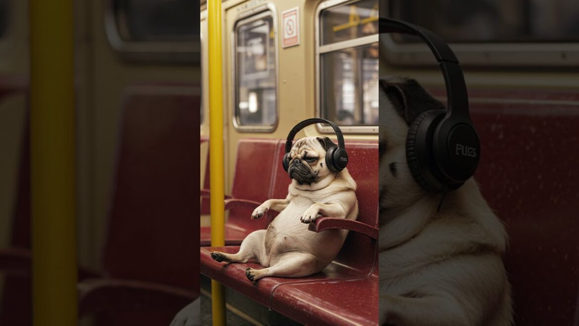 優雅な？時間🎧🚆🎵　 #癒し動画  #パグ  #pets