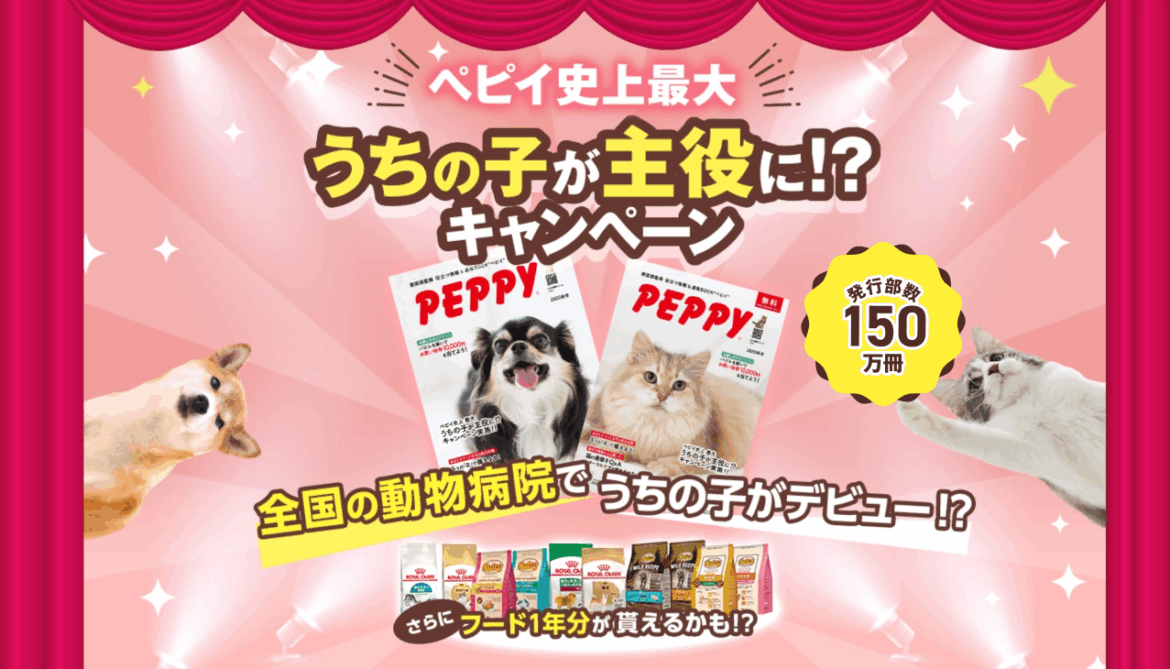 【年間150万冊発行】愛犬・愛猫がカタログの表紙を飾るチャンス!PEPPY史上最大、プロ撮影と人気フード1年分が当たる「表紙モデル募集キャンペーン」を8月21日より開始 | NEWSCAST 【年間150万冊発行】愛犬・愛猫がカタログの表紙を飾るチャンス!PEPPY史上最大、プロ撮影と人気フード1年分が当たる「表紙モデル募集キャンペーン」を8月21日より開始 | NEWSCAST