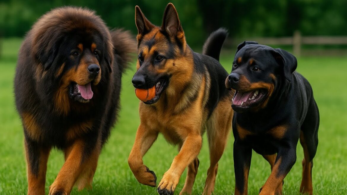 チベタン・マスティフ、ジャーマン・シェパード、ロットワイラーが一緒に遊ぶ🐕 | 究極の犬の楽しみ” #バイラル