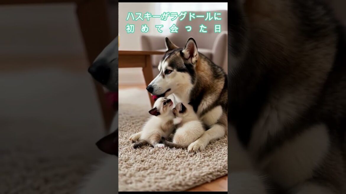 husky meets Ragdoll for the first time