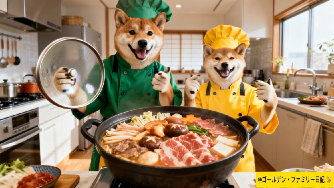 🍲柴犬親子の完璧すき焼きナイト！🐕❤️🔥#心温まる #犬パハ#ゴールデンレトリバー #子犬 #犬 #ペット #ペット動画 #家族 #日常