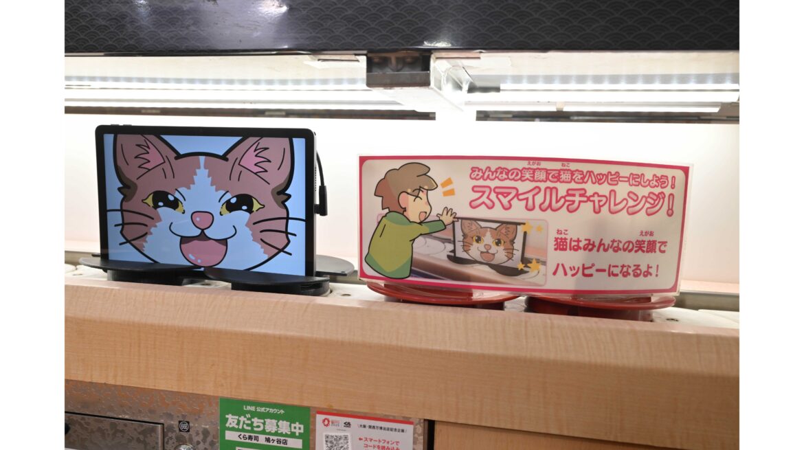 みんなの笑顔で回転レーンを回る猫ちゃんを笑顔に！ 業界初！回転レーン×AI活用で“笑顔”を引き出す新サービス くら寿司「スマイルチャレンジ」 ―9月22日(月)から順次導入開始― | くら寿司株式会社