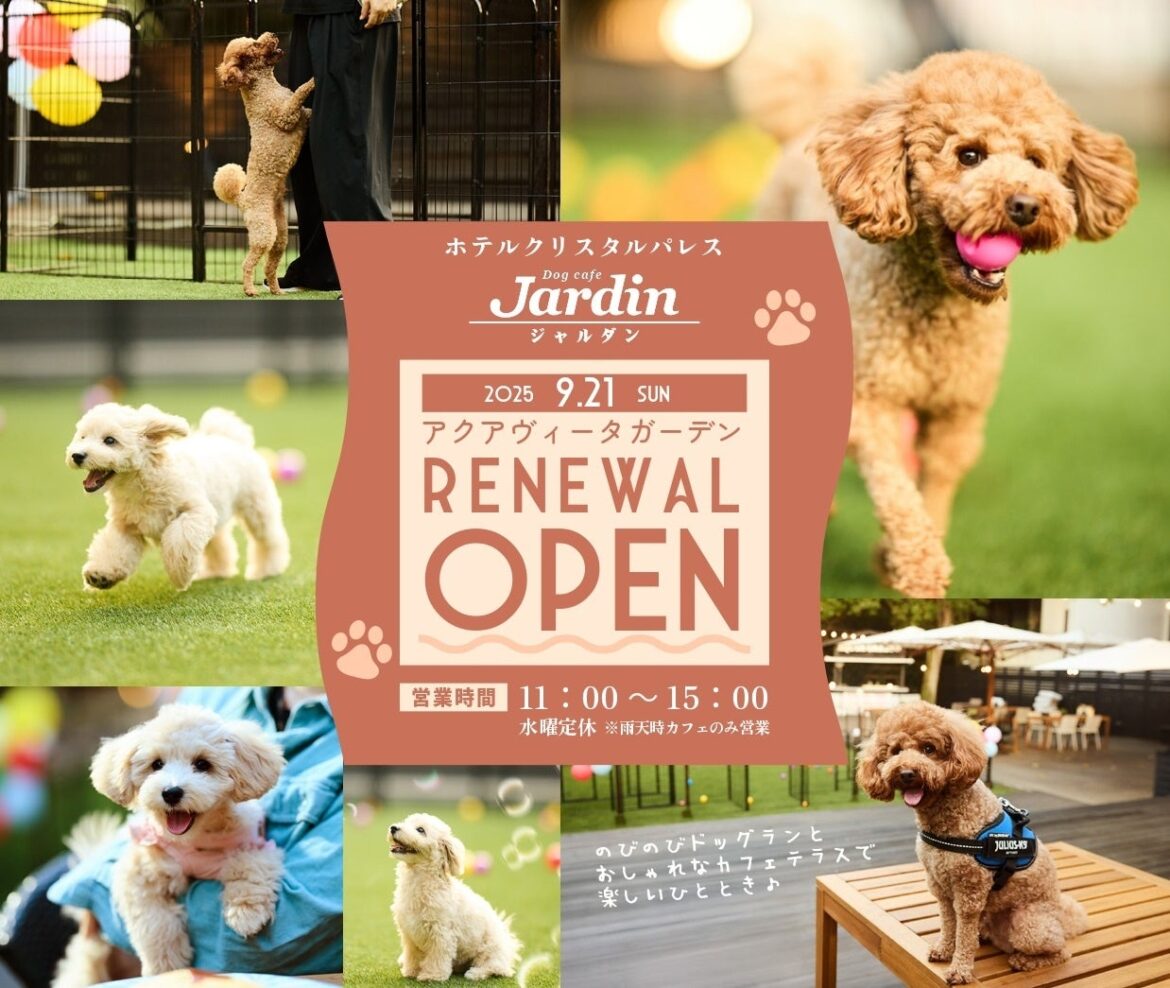 緑溢れる街中のホテル併設ドッグカフェ『DOG CAFE JARDIN(ジャルダン)』が 9/21(日) Renewal OPEN! 緑溢れる街中のホテル併設ドッグカフェ『DOG CAFE JARDIN(ジャルダン)』が 9/21(日) Renewal OPEN!