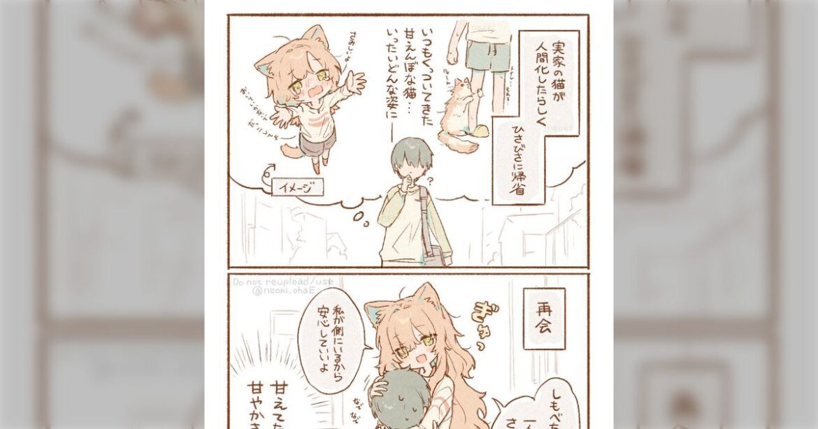 シチュマンガ「飼ってたネコが人間化したら甘えただと思ってたのが実は違った」がとてもかわいい、ネコ飼いから実際にネコがそう考えてるエピソードも寄せられる - Togetter