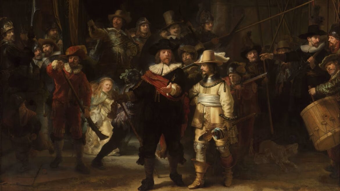レンブラントの絵画「夜警」（１６４２年）