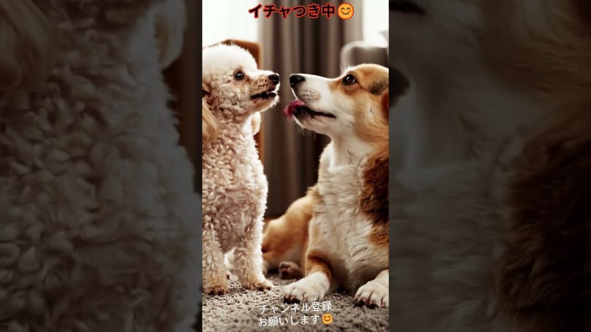 トイプードルとウェルシュコーギーのイチャイチャ #youtube #コーギー  #トイプードル  #癒し #かわいい犬
