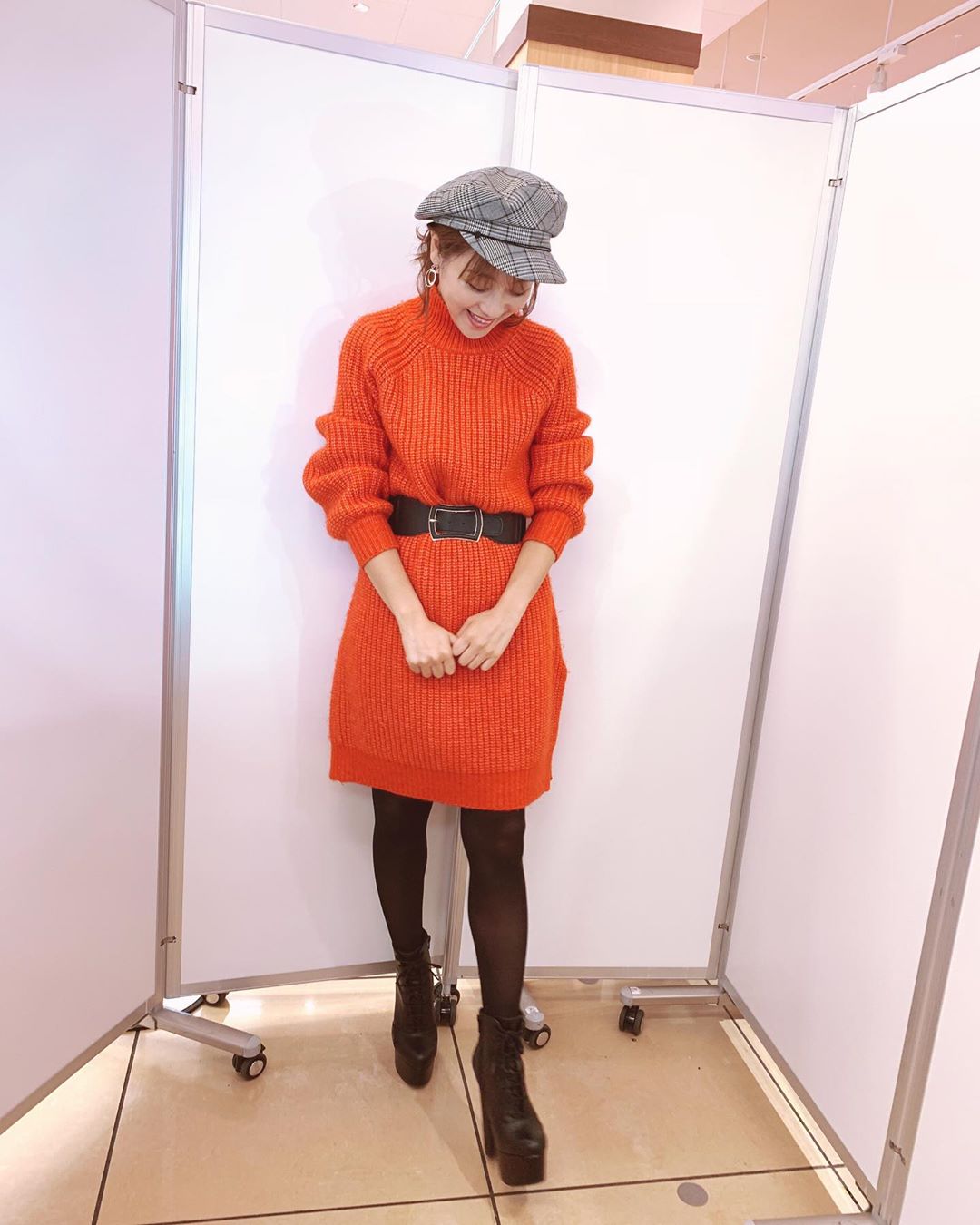 鈴木奈々 今日のコーデです キャスケット Ca4la ワンピース Milkfed ブーツ R E 今日のコーデ Ca4la Official Milkfed Wacoca