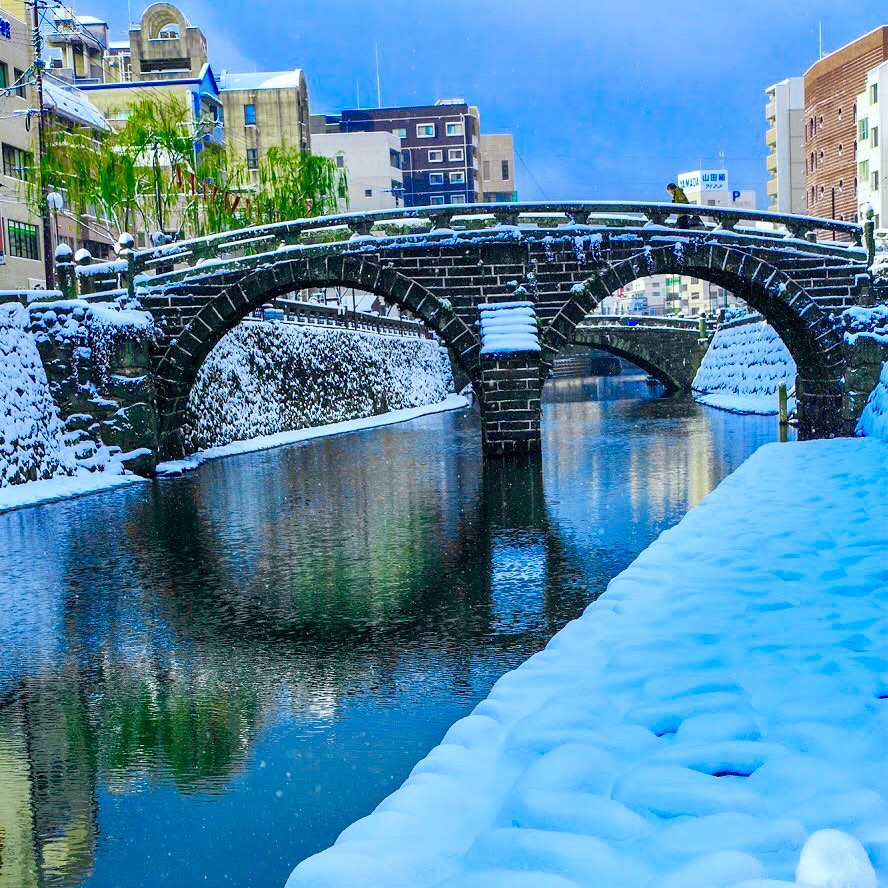 Ana ノスタルジックな冬景色 眼鏡橋 日本三名橋 中島川 長崎県 雪景色 自由に旅ができる日を 待ち望んで 次行きたい旅スポット 日本最古 Wacoca Japan People Life Style